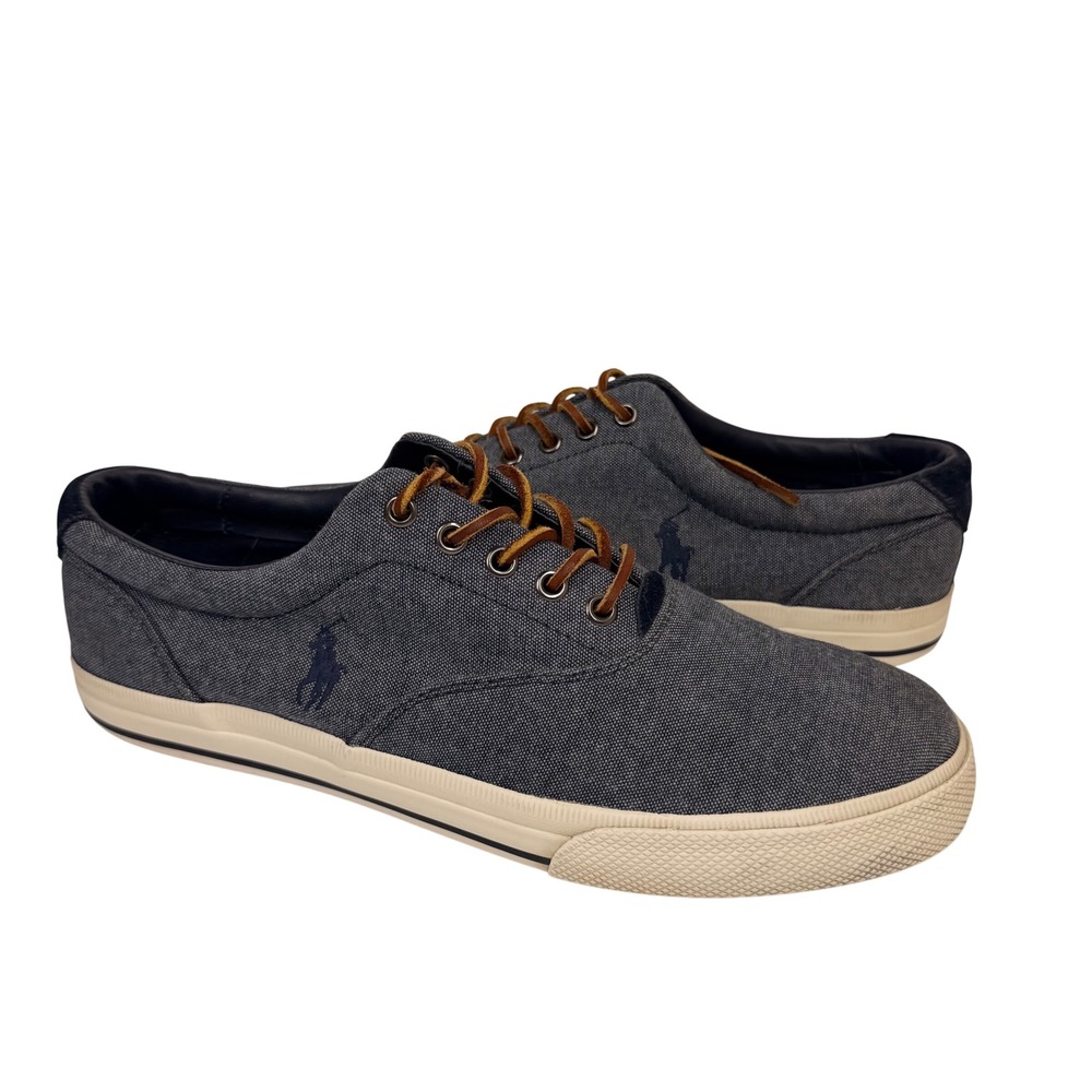 Polo Ralph Lauren Vaughn Sneaker Mens 11.5D Navy Canvas Suede Casual Comfort